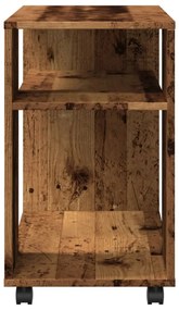 antik fa színű szerelt fa kisasztal kerekekkel 70 x 35 x 60 cm