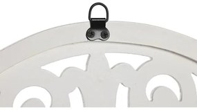 Antikolt fa faragott kerek fali dekoráció 45x45 cm – fehér vintage stílusban