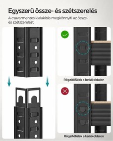 Nagy teherbírású tárolópolc, 5 állítható polccal, 600 kg teherbírás, 100 x 50 x 200 cm, fekete