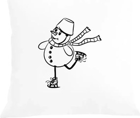 Karácsonyi párna párnahuzat vicces nyomott mintás hóember korcsolya