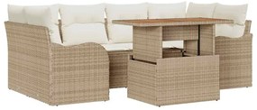 vidaXL Kerti Kanapé Szett tárolóval 7 pcs Bézs Poli rattan