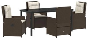 vidaXL Kert étkező szett 5 pcs Barna polirattan