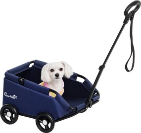 PawHut Kutyakocsi Összecsukható Kisállat Kocsi Mini Kutyakocsi Állítható Tolókar Nyitott Tervezés Párna Tárolótáska és Kerekek 53x45x28 cm Sötét Kék |