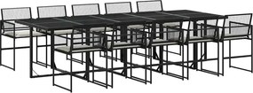 vidaXL 11 részes fekete polyrattan kerti étkezőgarnitúra párnákkal