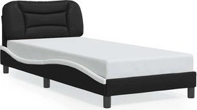 vidaXL fekete és fehér műbőr ágykeret matrac nélkül Hvar 90 x 200 cm