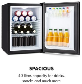 Klarstein Happy Hour 40, mini hűtőszekrény, 40 liter, 5 -15°C, csendes, 23dB, LED világítás, fekete