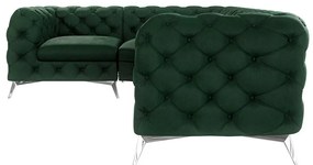 Sötétzöld bársony sarokkanapé (bal oldali-L alakú) Chelsea – Ropez