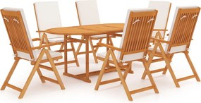 vidaXL 7 részes tömör tíkfa kerti étkezőgarnitúra párnákkal