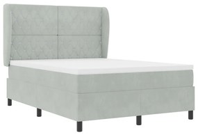 Boxspring Ágy Matraccal Világosszürke 140x200 cm Bársonyos