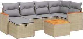 vidaXL 7 részes vegyes bézs polyrattan kerti ülőgarnitúra párnákkal