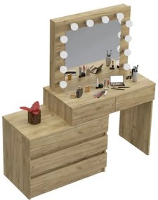 Fésülködőasztal  LED tükörrel Nicole tölgy craft