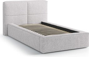 Világosszürke kárpitozott ágyneműtartós egyszemélyes ágy ágyráccsal 90x200 cm Darren – Micadoni