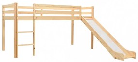 Fenyőfa gyermek galériaágy-keret csúszdával/létrával 97x208 cm