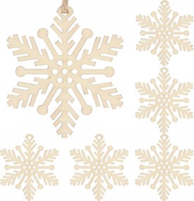 Fából Készült Hópehely Medálok Karácsonyfára 6 db-os Bombák Karácsonyfadíszek