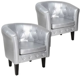 MIADOMODO Fotel készlet Chesterfield  58x71x70 cm ezüst