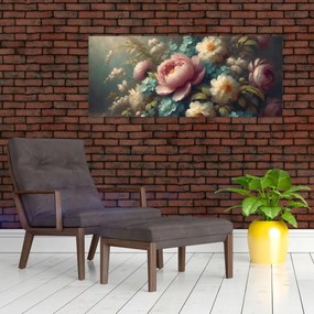 Kép - Természet csendélet virágokkal - festmény (120x50 cm)