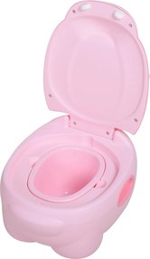 HOMCOM Hippó alakú 2 az 1-ben Baba WC, levehető vödörrel, Tanuláshoz szükséges WC kefe, Max. teherbírás: 25 kg, 40x30x23 cm, Rózsaszín | Aosom