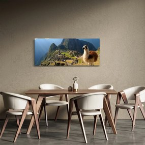 Kép - Láma és Machu Picchu (120x50 cm)