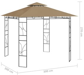 tópszínű pavilon 3 x 3 x 2,7 m 160 g/m²