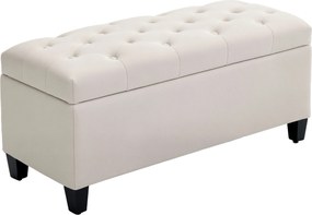 HOMCOM Kárpitozott Pad Tárolóval - Krémfehér, 100 x 40 x 44 cm | Aosom