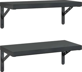 vidaXL 2 db fekete rozsdamentes acél fali polc 50 x 23,5 cm