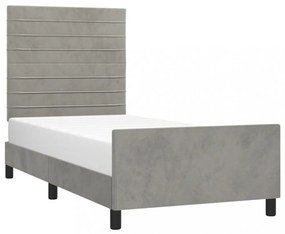 világosszürke bársony ágykeret matrac nélkül 100x200 cm
