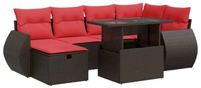 7 részes barna polyrattan kerti ülőgarnitúra párnával