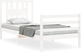 vidaXL fehér tömör fa ágykeret fejtámlával 90 x 200 cm