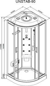 Vital Black hidromasszázs zuhanykabin 90x90 cm-es méretben