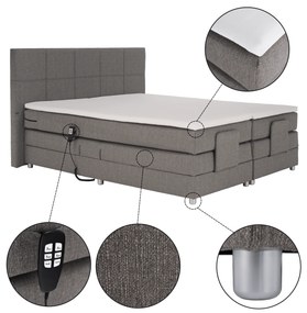 Elektromos állítható ágy, boxspring, szürke, 160x200, MURKO NEW