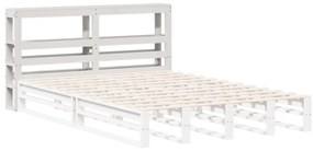 fehér tömör fenyőfa fejtámla polcokkal 135 cm