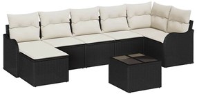 vidaXL Kerti Kanapé Szett Fekete polirattan