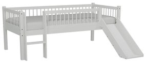 Fehér tölgyfa galéria gyerekágy csúszdával, ágyráccsal 90x200 cm Forrest – Vipack