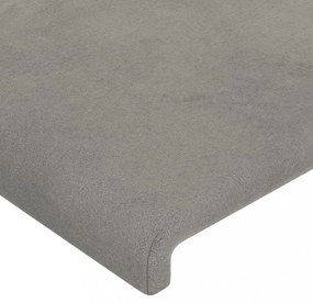 világosszürke bársony LED-es fejtámla 203 x 16 x 78/88 cm