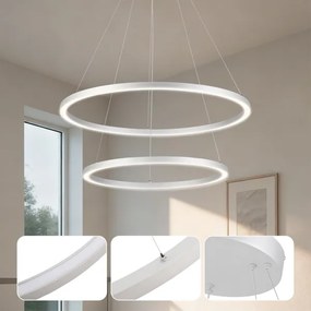 Brilagi-LED Dimmelhető. kábeles függeszték PORTOFINO LED/98W/230V átm. 80 cm ezüstszínű+távirányítóval