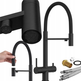 Konyhai csaptelep Csaptelep Fekete Rugalmas kifolyócső Háromutas Álló Como