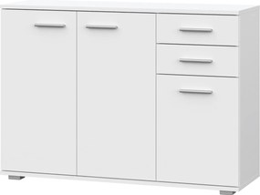 Fun KD-3 komód – Fehér matt, Tágas szekrény ajtókkal és fiókokkal