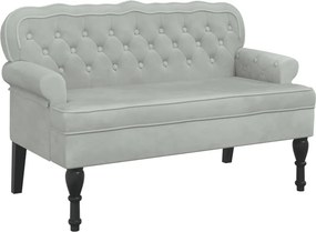vidaXL világosszürke bársony pad háttámlával 119,5 x 64,5 x 75 cm