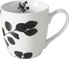 Porcelán Bögre Kerámia Fehér 480 ML Virág Mintás Fekete