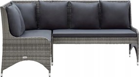 Kerti Kanapé Pe rattan párnákkal, szürke