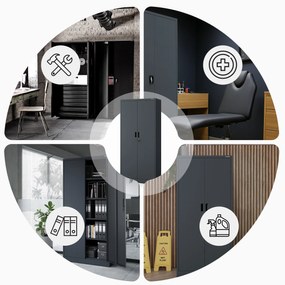 Fém szekrény JAN Compact 1750 x 800 x 400 mm, antracit