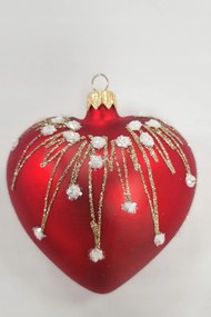 Karácsonyfadísz piros szív 1 db