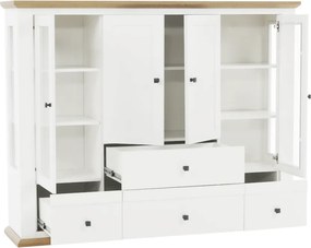 Vitrin MZ6, fehér/grand tölgy, LEON