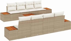 vidaXL Kerti Kanapé Szett párnával tárolóval 9 pcs Bézs Poli rattan