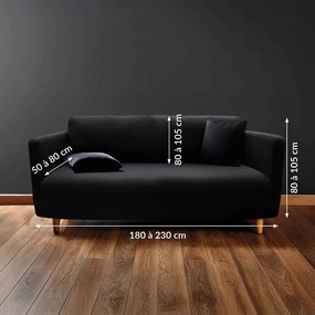 Fekete háromszemélyes gumis kanapé huzat Mila – douceur d'intérieur