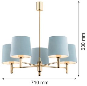 Argon 2106 - Csillár rúdon PONTE 5xE27/15W/230V sárgaréz/krém