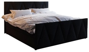 Franciaágy  Boxspring 140 cm Milagros 3 (fekete) (matraccal és tárolóhellyel). 1047244