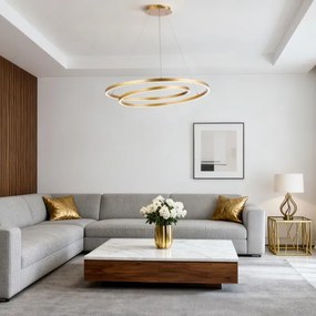 Brilagi-LED Fényerőszabályozható kábeles csillár TWISTER LED/105W/230V átm. 100 cm arany + távirányító