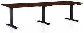 OfficeTech Long állítható magasságú asztal, 240 x 80 cm, fekete alap, wenge