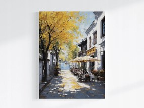 Poszter Város Kína Utca Kávézó Ginkgo Víz 60x80